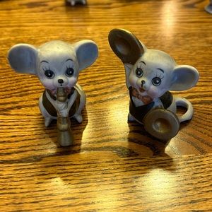 Ardco musician mice figurines in tuxedos. Clarinet mouse and cymbal mouse